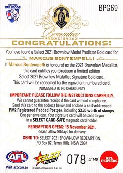 2021 Select AFL Footy Stars - Brownlow Predictors Gold #BPG69 Marcus Bontempelli Back